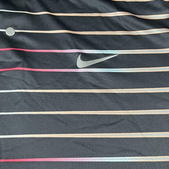Nike Tiger Woods Collection Polo Shirt Mens Medium Black Striped Dri-FIT Golf - Picture 5 of 9